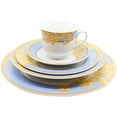 thumbnail image 2 of Imperial Gift, Royalty Porcelain Byzantine Dinner Set, 24K Gold Plated Ornament Serverware, Vintage Blue Banquet Set for 8, 49pcs, 2 of 2