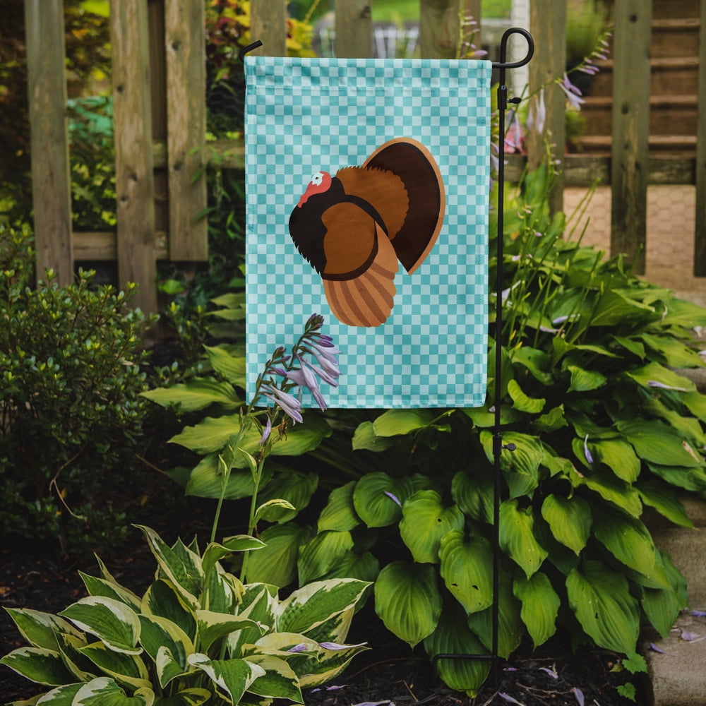 Bronze Turkey Blue Check Flag Garden Size