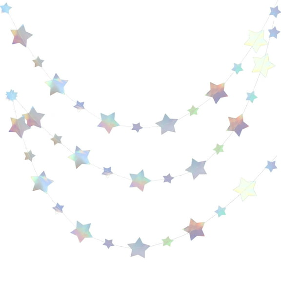 WRITWAA Iridescent Star Banner Party Decoration in Assorted Colors for Birthdays, Events, and Celebrations