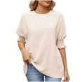 thumbnail image 1 of Liquidation d'Économies! BEFOKA T-Shirt Grande Taille pour Femmes, Blouse Décontractée d'Été pour Femmes, Vêtement à Manches Courtes Mode Confortable Respirant Col Rond, 1 of 4