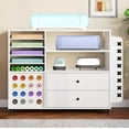 thumbnail image 7 of Garvee Craft Cart Compatible with Cricut Machine, 42" Cricut Cart Storage Organizer, 24 Vinyl Roll Holder, 2 Large Drawers, Craft Table for Home, White, 7 of 7