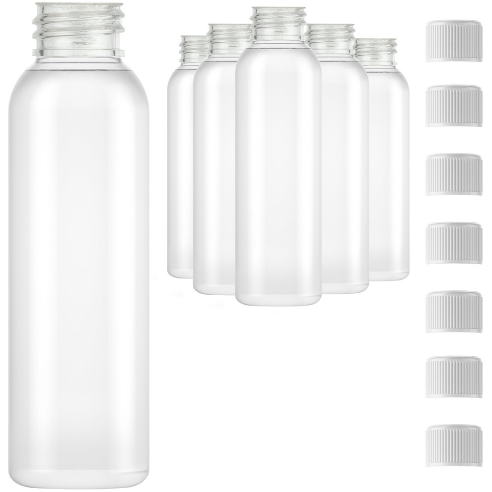 Bulk Essentials 4 oz Plastic PET Clear Bottles with White Screw Caps