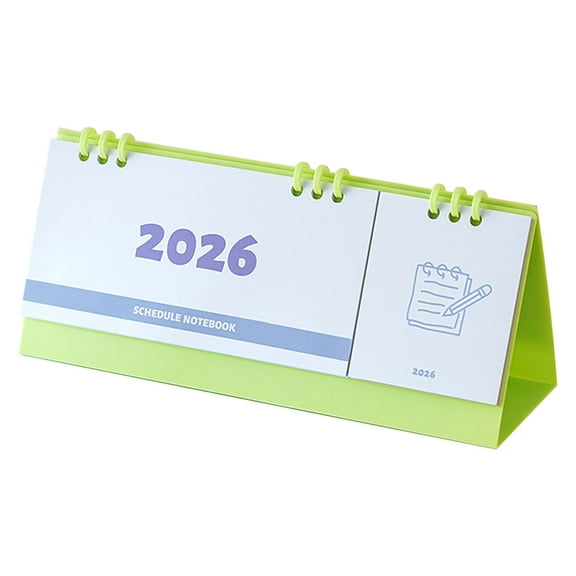 LanSuare Small Desk Calendar 2026, 9" x 3.9" Desktop Calendar with Memo Notes, 12 Month Planner Jan.2026 - Dec.2026, Thick Paper & Dual-Coil Design for Office, Home, Green