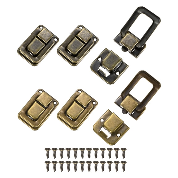 Uxcell 6-Pack Toggle Catch Latch Lock, 1.5 x 1 In Metal Hasp Latches Decorative Clasp with Screws for Jewelry Case [Bronze & Yellow Bronze]