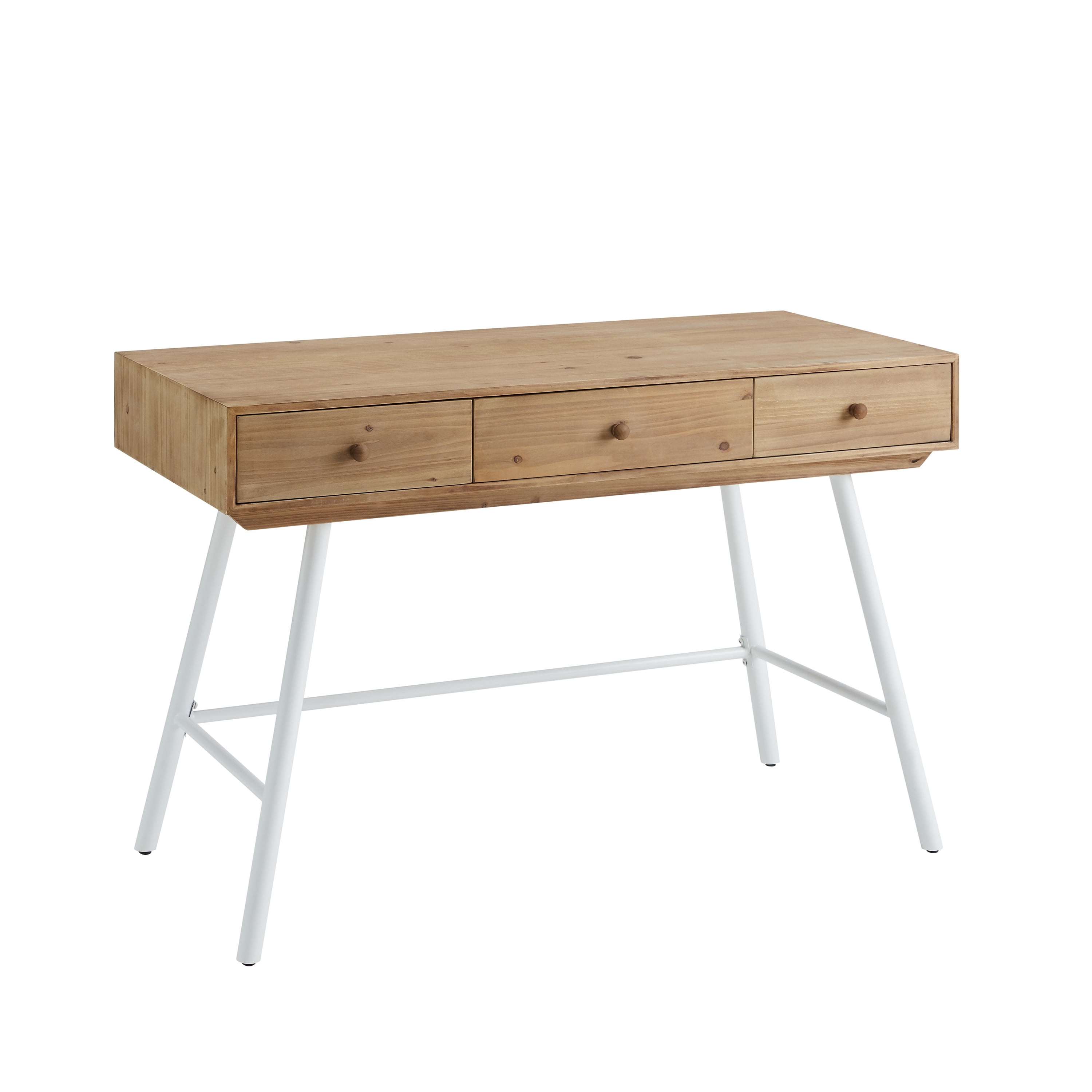 Linon Kessinger 44" Writing Desk with 3 Drawers, Natural and White