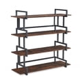 thumbnail image 5 of 4 Tier Office Bookcase Shelf, Rustic Wood Metal Bookshelves Freestanding Open Book Shelf with Ample Storage, Industrial Tall Corner Bookcase, Easy to Assemble for Home Office, Living Room and Bedroom, 5 of 7