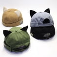 thumbnail image 4 of Lindo gorro de melón con orejas de gato, gorro de piso para niños, gorro tipo cúpula para primavera, otoño y verano, 4 of 6
