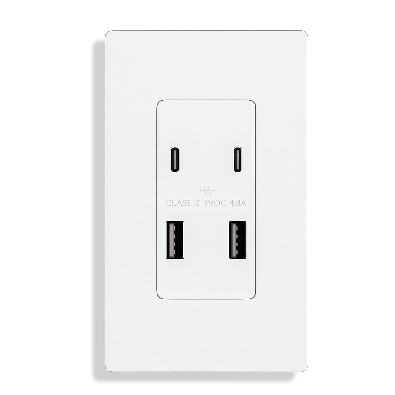 ELEGRP USB Wall Outlet Charger - 42W Fast Charge, 4 Ports (2 USB-C, 2 USB-A), Matte White, UL Listed - View #12