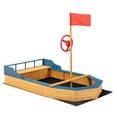 thumbnail image 1 of Gymax Kids Pirate Boat Wood Sandbox w/ Storage Box & Non-Woven Fabric Liner, 1 of 10