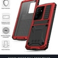 thumbnail image 3 of Samsung Galaxy S21 Ultra 2021 Metal Case with Screen Protector, Dteck Outdoor Sports Military Heavy Duty Shockproof Sturdy Full Cover Hybrid Aluminum Metal Hard Case with Kickstand, Red, 3 of 7