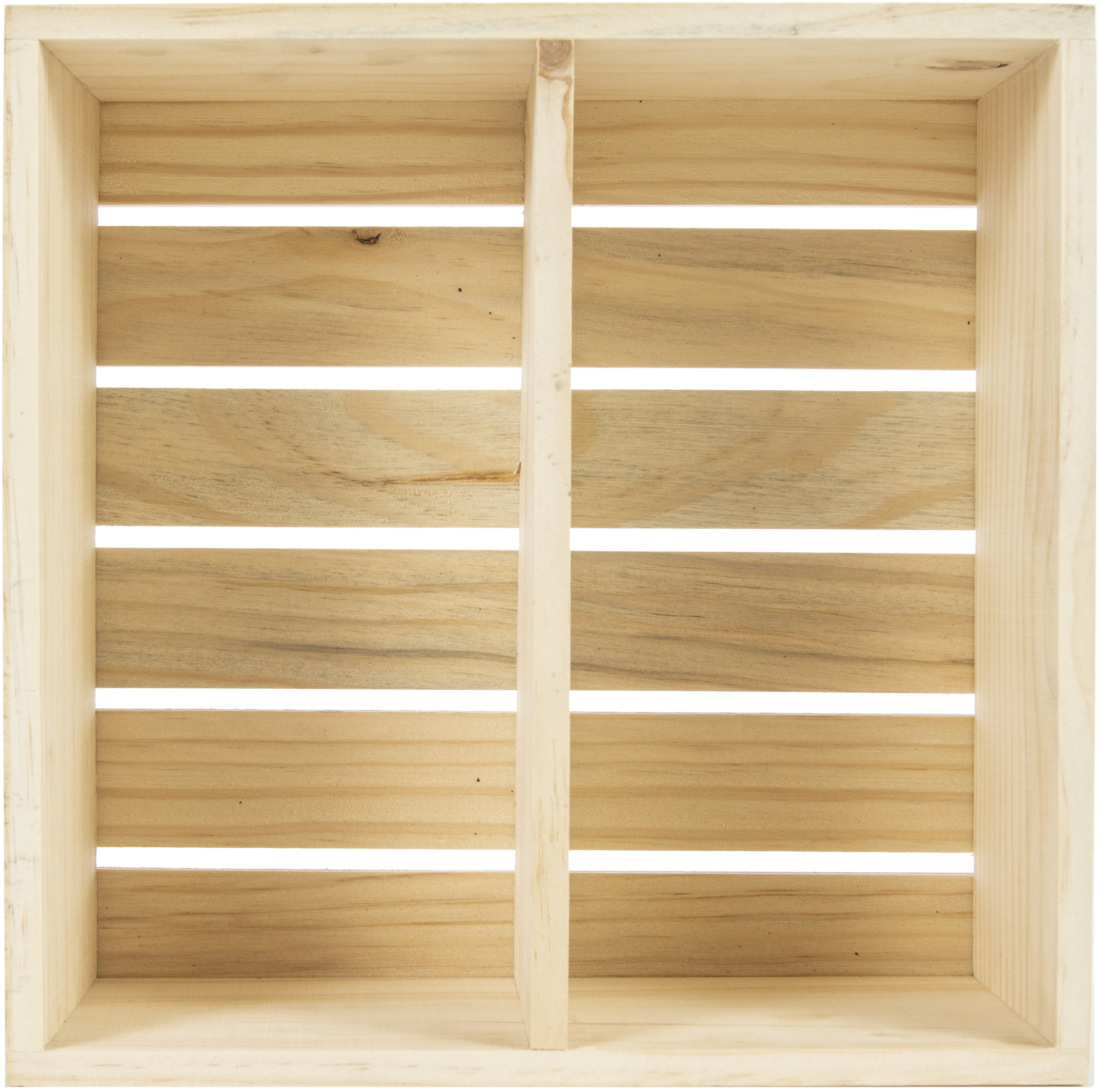 Darice Divided Unfinished Wood Crate, 10 x 10 Inches