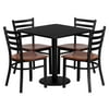 Flash Furniture 30'' Square Black Laminate Table Set with 4 Ladder Back Metal Chairs - Cherry Wood Seat