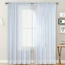 Simple Black Sheer Curtains 63 Inch Length , Rod Pocket Solid Color Window Sheer Curtain Panels, Elegant Curtains & Drapes for Living Room, Bedroom ( 52" W x 63" L)