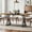 Black & Rustic Brown, variant on ModFusion Dining Table Set with Adjustable Feet, Stain Resistant Natural Wood Grain Table Top, White Metal Legs, Dining Room Kitchen, Brown Walnut