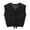 Black, variant on Women's Korean Style Retro Hollow Out Knitted Sweater, Loose Fit Thin Summer Cover Up Pullover with Puff Sleeves and Tie Front, Short Casual Top for Daily Wear White One Size