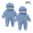thumbnail image 2 of AherBiu 2pc Newborn Infant Baby Clothes Winter Snowsuit Coats Fleece Onesie Fuzzy Warm Rompers Jumpsuit, 2 of 7