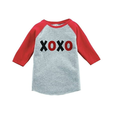 Little Kids Varsity Red Apparel Custom Party Shop Kids XOXO Happy Valentine's Day Red Raglan - Large Youth (14-16) T-shirt ()