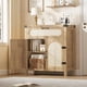 thumbnail image 1 of 29.9 - pulgada small rattan buffet gabinete con doors, cajón, y adjustable estantes - boho estilo rural kitchen coffee bar almacenamiento gabinete in natural oak, 1 of 7