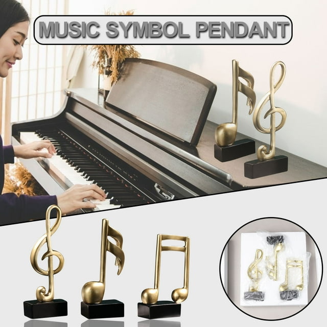 Note Set of 1 Golden Resin Musical Note Ornaments Decorative Hanging Notes for Christmas Tree and Home Decor Rkxzt