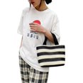 thumbnail image 4 of Bolso de mano tejido de paja a rayas para mujer, bolso de playa, bolso de bloque de Color, bolso de hombro, viaje de playa, puede almacenar artículos como libros, 4 of 5