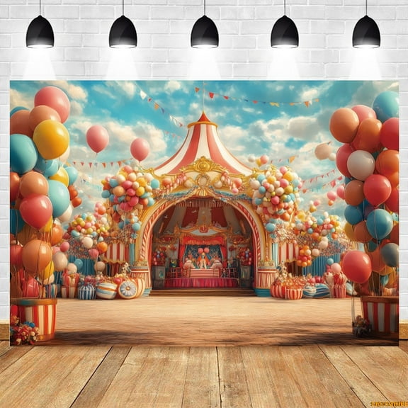 Circus Theme Party r Backdrop Tt Balloons Newborn Baby Kids Birthday Party Clown Show Photography Background Photo Studio