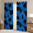 thumbnail image 2 of Feelyou Modern Cycle Square Curtains Pack of 2 (42x84 Each) for Teen, Chic Patchwork Stripes Curtains Blackout, Blue Abstract Lines Bedroom Curtains, Blackout Curtains Room Decor, 2 of 6