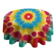 thumbnail image 4 of Colorful Tie Dye Flower Pattern Round Tablecloth 60"x60",Wrinkle Wipeable Table Cloth for Kitchen Dining Room Picnic Patio Party, 4 of 6