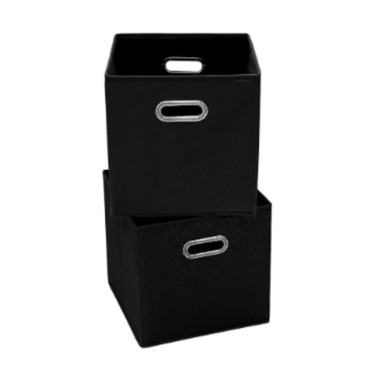 11 Inch Foldable Storage Bins ,Black Fabric Cubes Organizer Baskets with Handle for Closet or Collapsible Box, 11x11x11 Set of 2 (Black )
