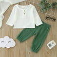 thumbnail image 2 of Sngxgn Toddler Baby Boy Fall Outfit Sweatshirt Tops with Elastic Waist Pants Cute Clothes(Green,110), 2 of 7
