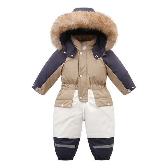 lnmuld Girls Insulated Snowsuit with Hood for Skiing and Winter Outdoor Play Warm Thickened Protective All Weather Jumpsuit Size:4-5 Years