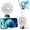 White, variant on G.S Portable Handheld, Battery Operated with Base, 8 Hours, Digital Display, 5 Speeds, 90° Ajustable, Rechargeable Mini for Outdoor Indoor White