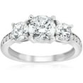 thumbnail image 1 of 1 1/2ct Diamond Three Stone Engagement Ring Solid 14K White Gold, 1 of 4