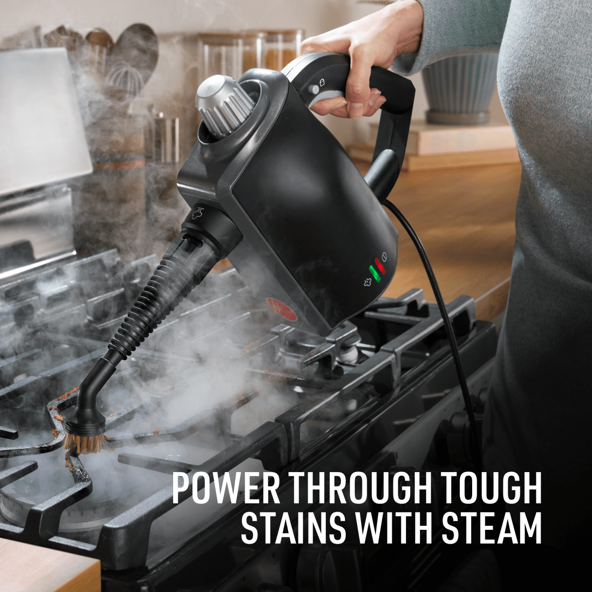 Hoover Corded Handheld Steamer Steam Cleaner, Clothes, Bathrooms, Kitchens, with 5 Specialized Tools, Compact, WH25010