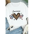 thumbnail image 2 of ABPHQTO Top de manga corta estampado con forma de corazón de leopardo con bandera americana blanca para mujer, 2 of 5