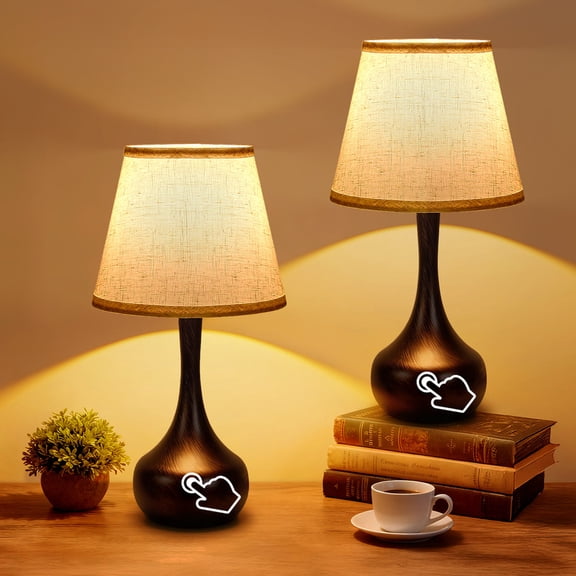 TICOZE Modern 3-Way Dimmable Touch Table Lamp Set of 2, Versatile Bedside Lamps for Nightstands, Desk Lamps for Home Office, and Accent Lighting for Living Room End Tables (LED Bulbs Included)