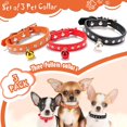 thumbnail image 2 of 3 Pieces Dog Collar for Small Dogs with Bell Rhinestone Chihuahua Collar Puppy Collars Cute Bling Diamond Pet Kitten Collar Adjustable Pet Cat Doggie Collar Pink Rose S, 2 of 6