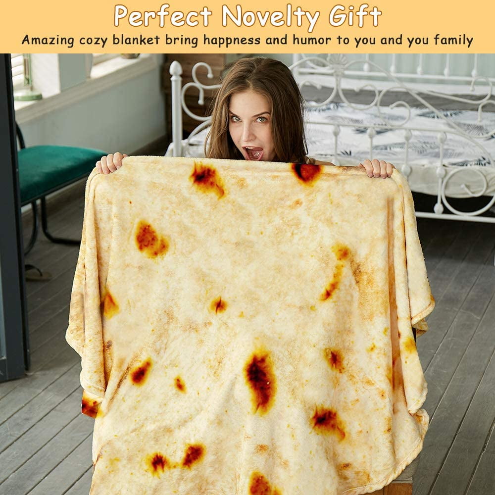 MELLCO Burrito Tortilla Human Blanket Round Beach Towel Throw Blanket Picnic Blanket for Adults Kids 47x47 inch