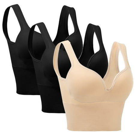 

Bras for Women 3 Pieces Womens Sports Bra No Wire Comfort Sleep Bra Plus Size Workout Activity Bras With Non Removable Pads Shaping Bra Push up Bras for Women
