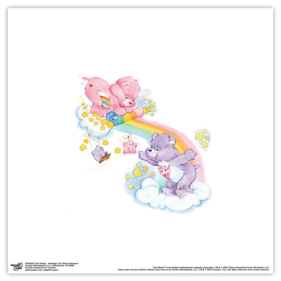 Gallery Pops Care Bears - Heritage Care Bears Rainbow Wall Art, Unframed Version, 12" x 12"