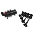thumbnail image 1 of Air Horn Kit, Universal Stainless Steel DC 12V Weatherproof 150PSI 4 Trumpets Air Horn  For Any High-pressure Air Horns That Require On-board Air System, 1 of 8