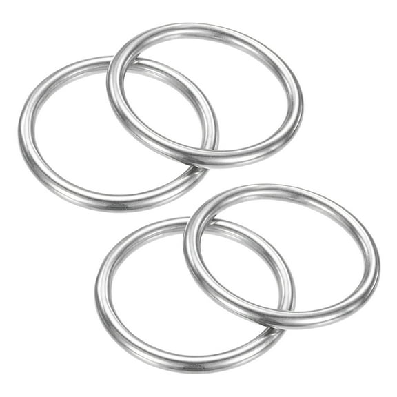 Uxcell 2 Inch Dia Metal O Rings [4Pcs] - 316 Stainless Steel 0.23 Inch THK Multi-Purpose Welded Round Rings Use for Crafts