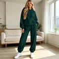 thumbnail image 5 of DORKASM Women's 2 Piece Hooded Lounge Set Matching Sweatsuits | Two Piece Lounge Sets for Women , Airport Travel Outfits, Comfy Athleisure Fall Winter Clothes ,wide Leg Palazzo Pants Dark Green S, 5 of 5