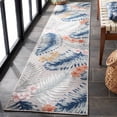 thumbnail image 3 of SAFAVIEH Cabana Kade Botanical Indoor/Outdoor Runner Rug, Grey/Navy, 2' x 9', 3 of 11