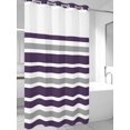 thumbnail image 4 of Purple Grey Striped No Hook Shower Curtain Waterproof,Bathroom Curtains with Snap in Liners and See Through Top Window,Modern White Abstract Art Aesthetics Hotel Bathtub Curtains Shower 54"Wx78"L, 4 of 8