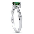 thumbnail image 4 of AFFY Simulated Emerald & White Cubic Zirconia Solitaire Heart Promise Ring 14k White Gold Over Sterling Silver Gift For Her Ring Size-10, 4 of 7