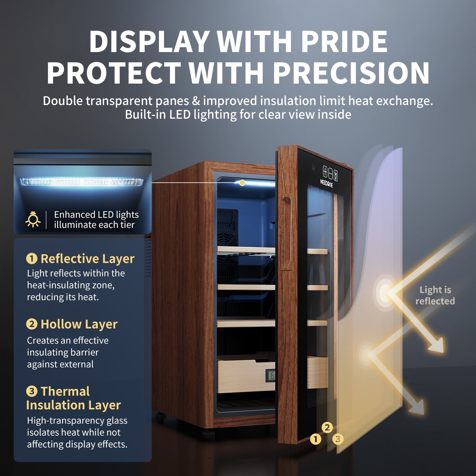 NEEDONE 48L 350 Counts Electric Cigar Humidor ,Cooling and NEEDONE 48L 350 Counts Electric Cigar Humidor ,Cooling and