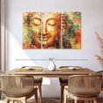 thumbnail image 3 of Elephant Stock Statue Of Buddha Wall Art - Horizontal Multi Panel Canvas - Living Room Wall Decor - People Multi Panel - Gray And Yellow Decor - 57" x 36", 3 of 8