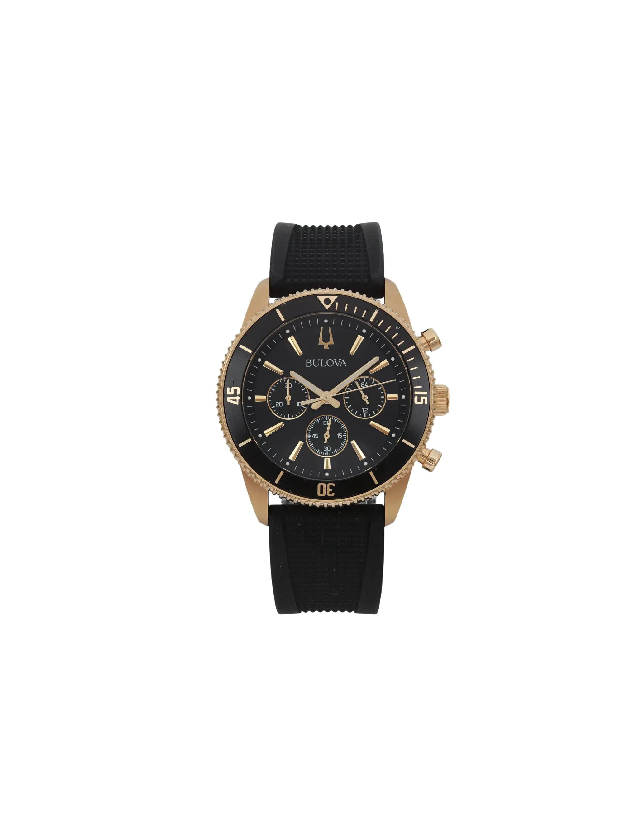 Bulova Sport Chronograph Black Dial Black Rubber Men