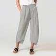 thumbnail image 2 of NIEWTR Womens Casual Wide Leg Pants High Waisted Button Straight Long Trousers Palazzo Pants(Grey,L), 2 of 5