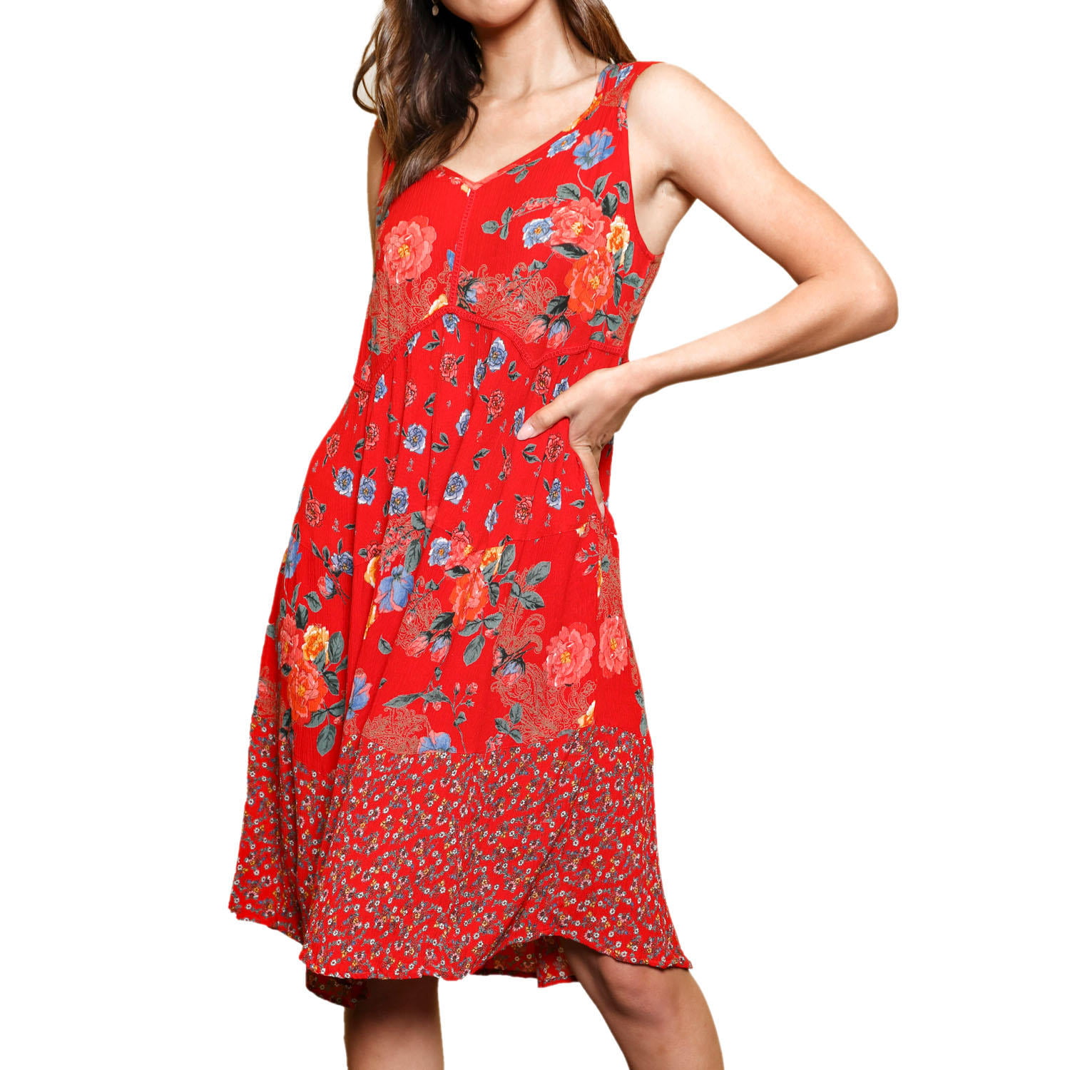 Bila Women's Sleevless Asymmetrical Dress in Red, XX-Large - Walmart.com